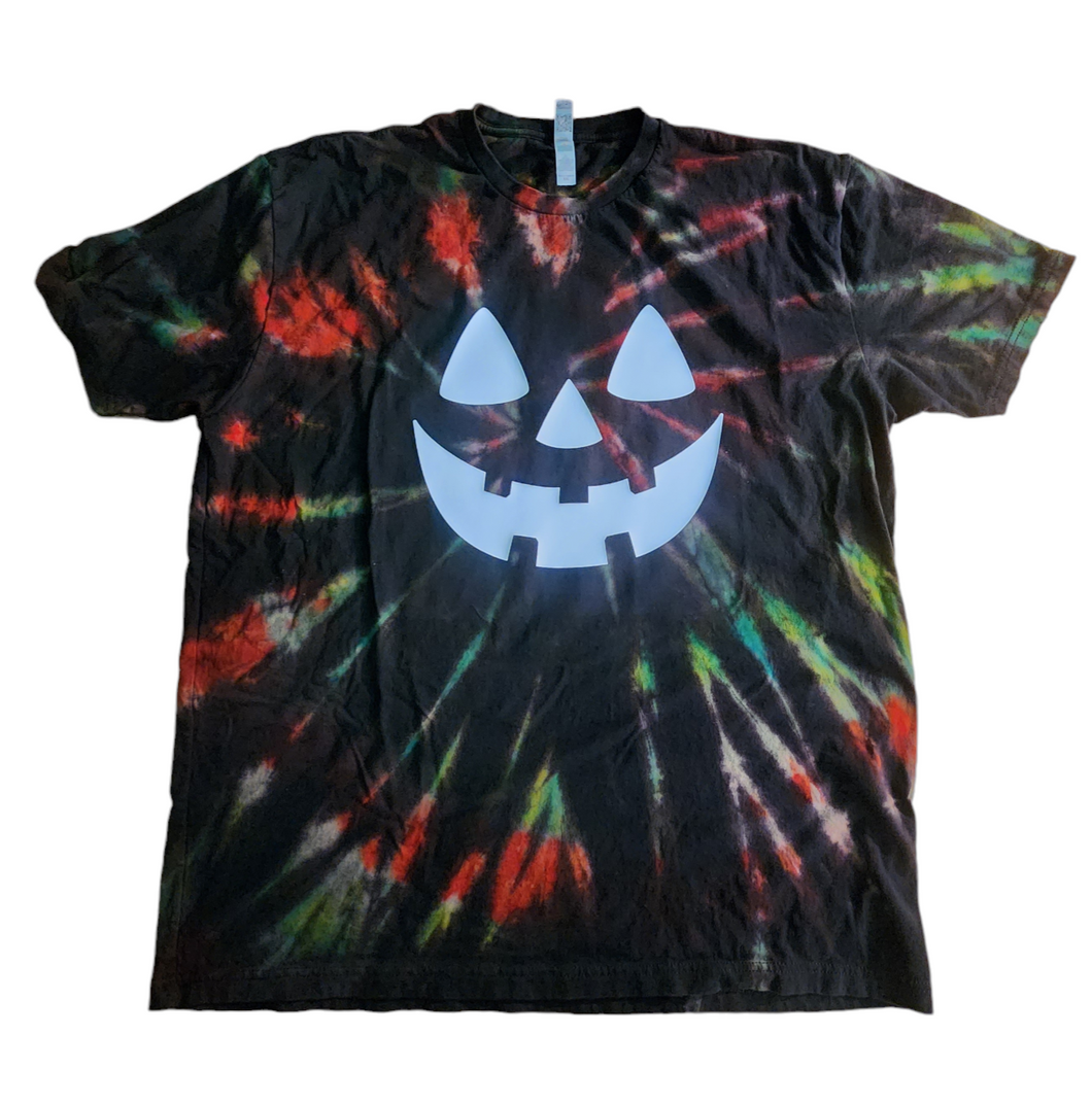 Reverse orange and green swirl glow in the dark Jack-o-lantern size adult XXL