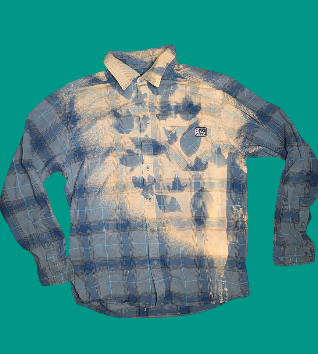 Green Flannel reverse leaves Size Large
