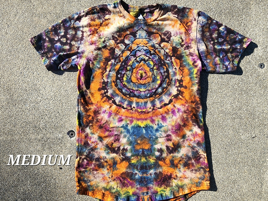 Mandala Front Spine Back Reverse Short Sleeve Adult Medium