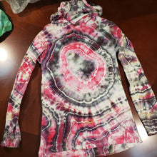 Load image into Gallery viewer, Pink and Raven Geode Long Sleeve Hooded T-Shirt Adult Small
